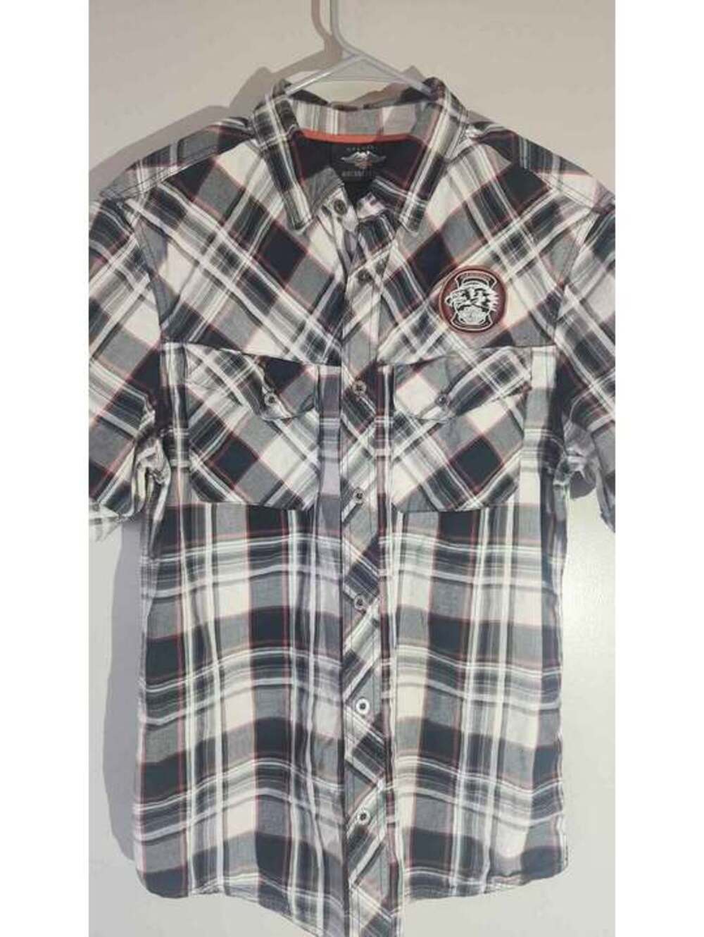 Harley-Davidson Motorclothes Short Sleeve Plaid Button Up Shirt Size Medium